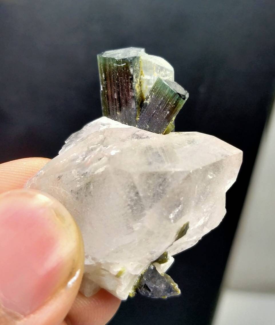 ARSAA GEMS AND MINERALSNatural top quality beautiful 17 grams Green caps tourmaline over smokey quartz crystal - Premium  from ARSAA GEMS AND MINERALS - Just $60.00! Shop now at ARSAA GEMS AND MINERALS