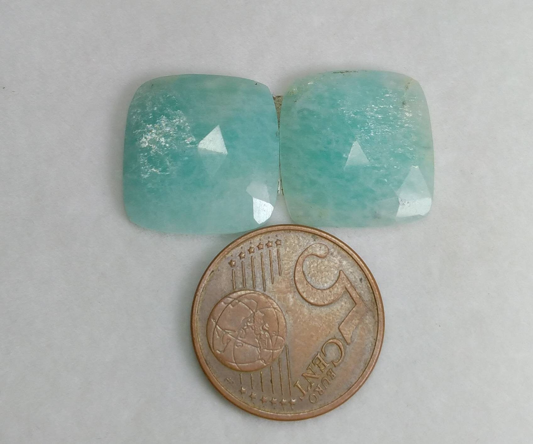 ARSAA GEMS AND MINERALSNatural good quality beautiful pair of rose/cut faceted square shape amazonite cabochons - Premium  from ARSAA GEMS AND MINERALS - Just $18.00! Shop now at ARSAA GEMS AND MINERALS