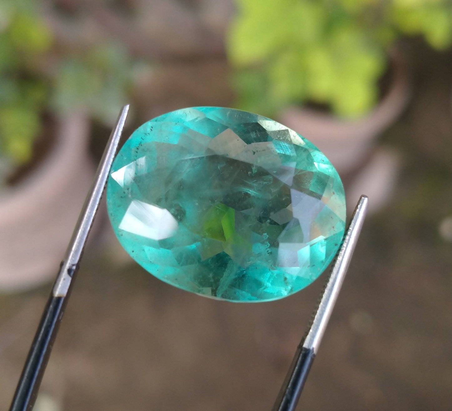 ARSAA GEMS AND MINERALSNatural fine quality beautiful 28 carats VV clarity faceted oval shape green fluorite gem - Premium  from ARSAA GEMS AND MINERALS - Just $55.00! Shop now at ARSAA GEMS AND MINERALS