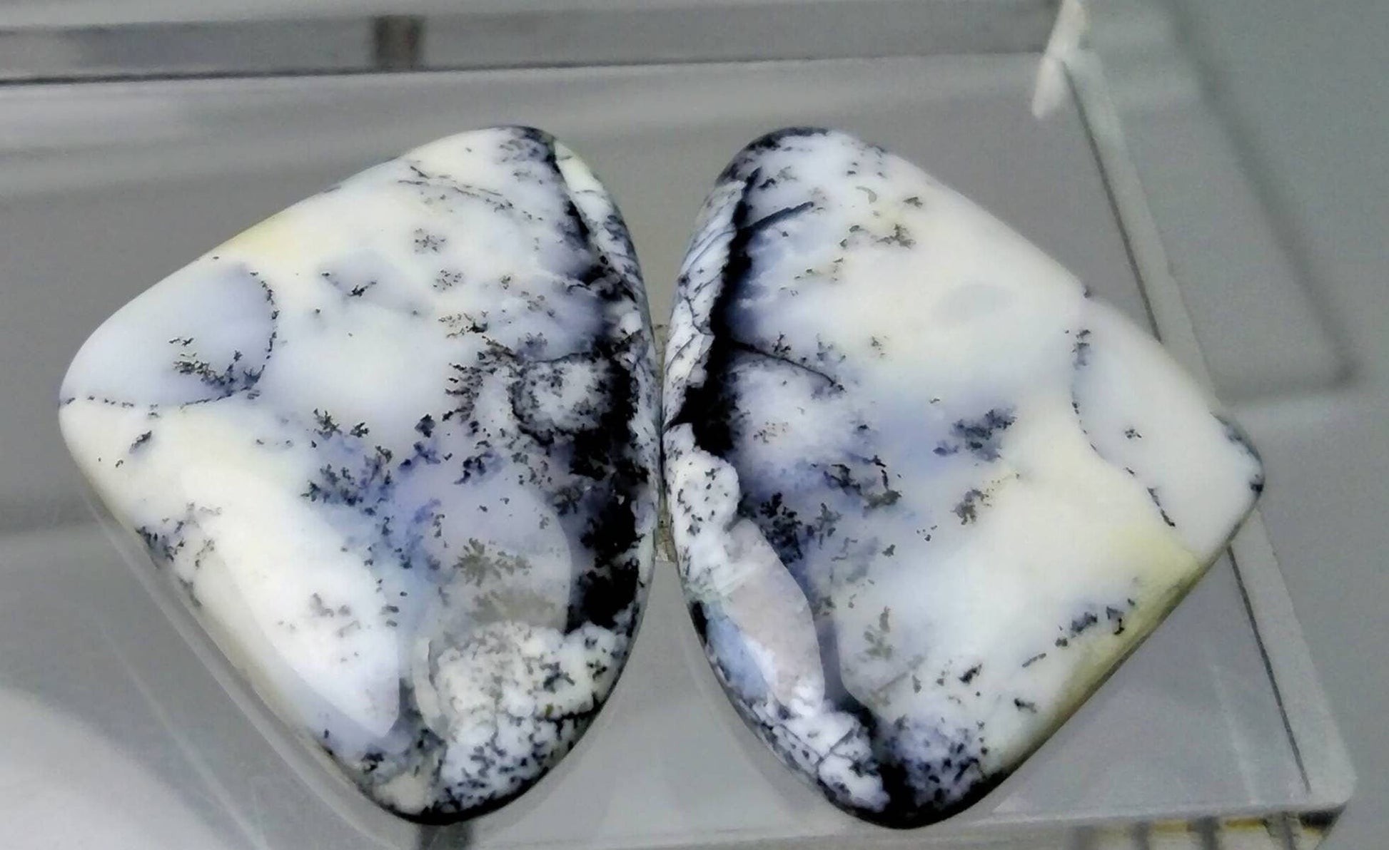 ARSAA GEMS AND MINERALSNatural good quality pair of dendritic opal cabochons - Premium  from ARSAA GEMS AND MINERALS - Just $20.00! Shop now at ARSAA GEMS AND MINERALS