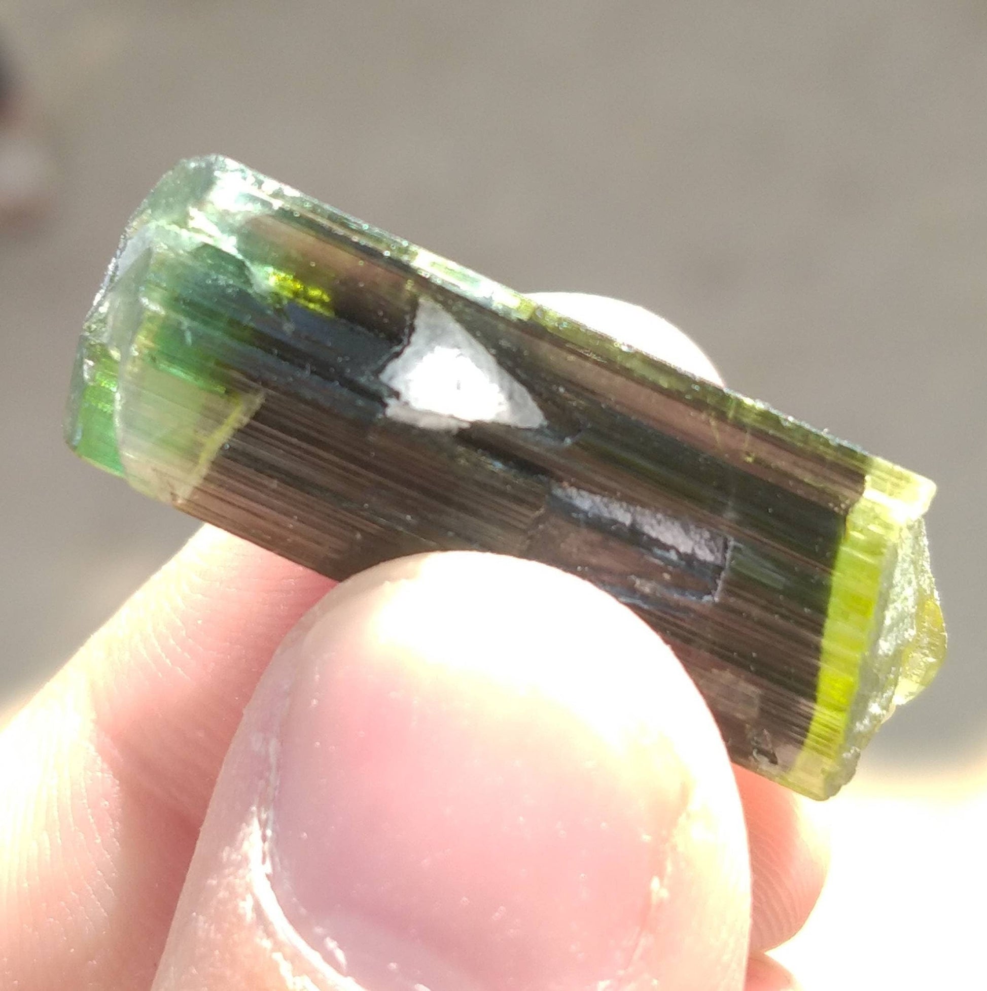 ARSAA GEMS AND MINERALSNatural top quality beautiful 8.4 grams double terminated double sided green cap Tourmaline crystal - Premium  from ARSAA GEMS AND MINERALS - Just $44.00! Shop now at ARSAA GEMS AND MINERALS