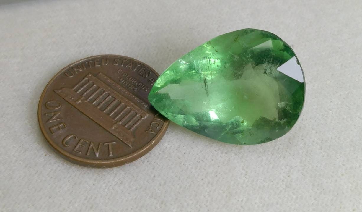 ARSAA GEMS AND MINERALSNatural aesthetic Beautiful 26 carats green fluorite faceted pear shape gem - Premium  from ARSAA GEMS AND MINERALS - Just $52.00! Shop now at ARSAA GEMS AND MINERALS