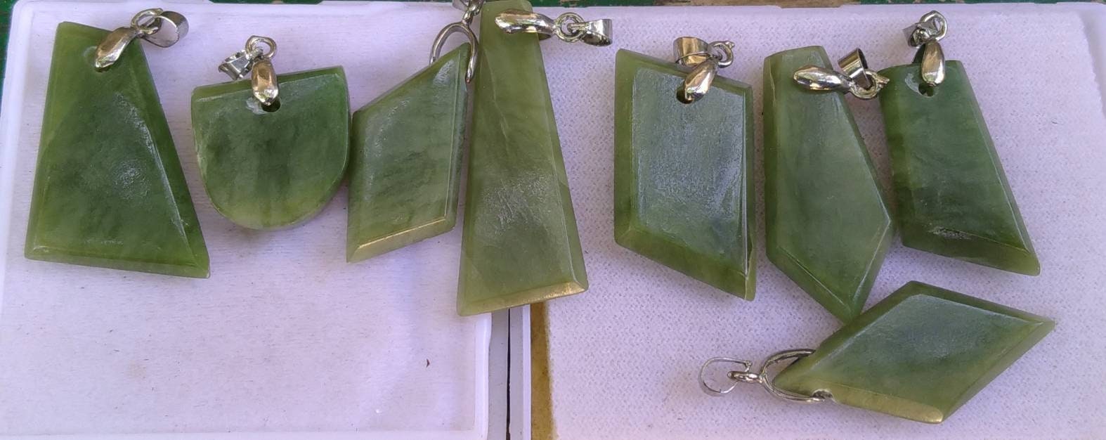 ARSAA GEMS AND MINERALSNatural fine quality beautiful 37 grams 8 pieces small lot of nephrite jade pendants with steel hucks - Premium  from ARSAA GEMS AND MINERALS - Just $65.00! Shop now at ARSAA GEMS AND MINERALS