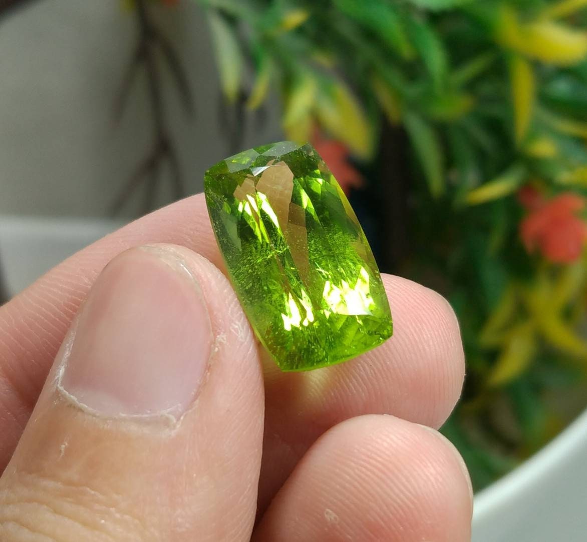 ARSAA GEMS AND MINERALSNatural high quality beautiful 15 carats green faceted radiant shape peridot gem - Premium  from ARSAA GEMS AND MINERALS - Just $335.00! Shop now at ARSAA GEMS AND MINERALS