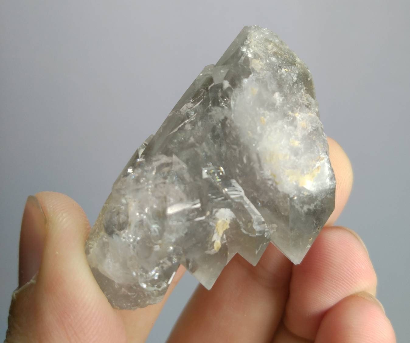 ARSAA GEMS AND MINERALSNatural top quality 36 grams Rare grey color with lodolite inclusions Quartz parellel grown cluster - Premium  from ARSAA GEMS AND MINERALS - Just $36.00! Shop now at ARSAA GEMS AND MINERALS