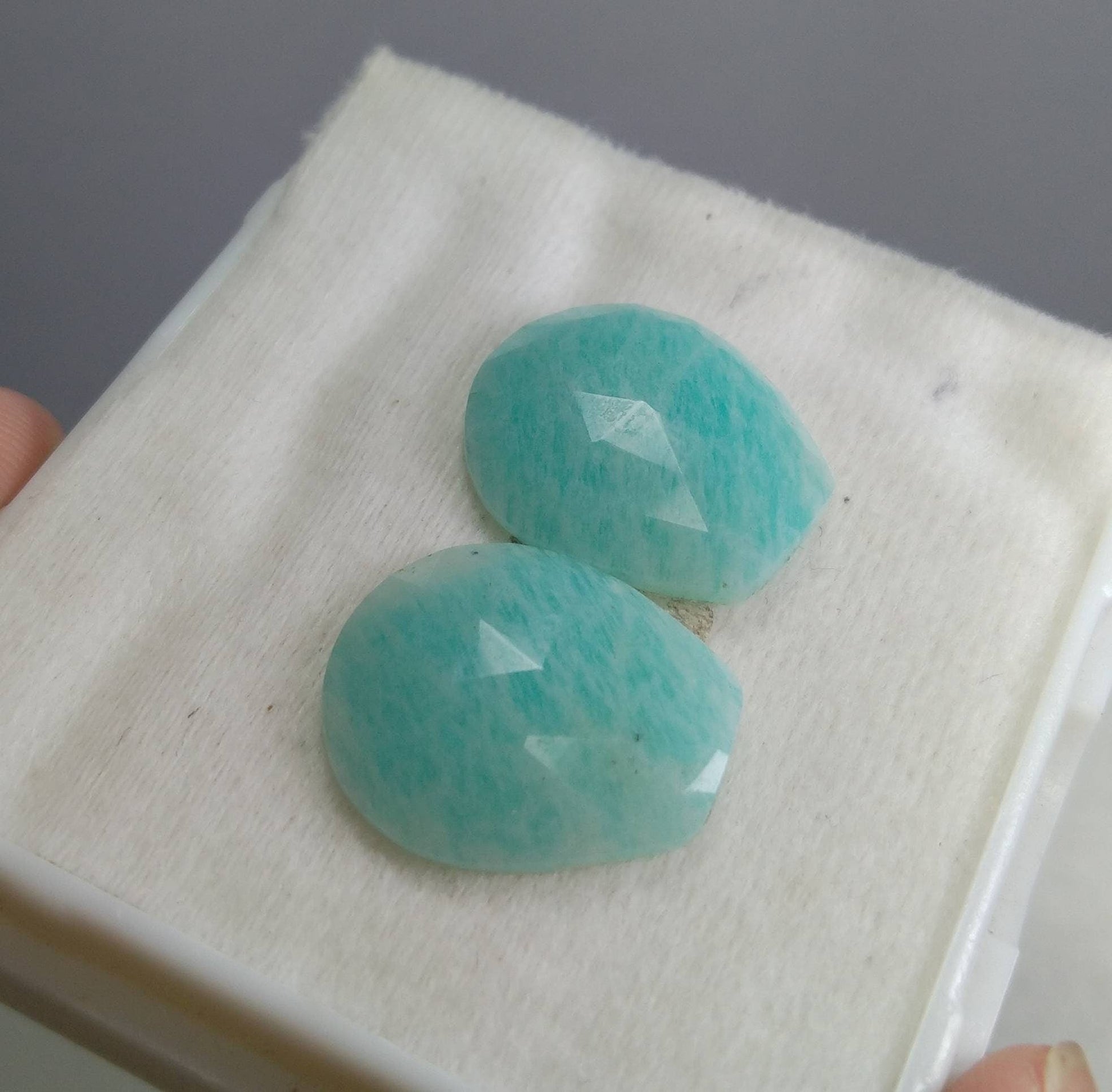 ARSAA GEMS AND MINERALSNatural top quality beautiful 23 carats pair of pear shape rose cut Faceted amazonite Cabochons - Premium  from ARSAA GEMS AND MINERALS - Just $18.00! Shop now at ARSAA GEMS AND MINERALS