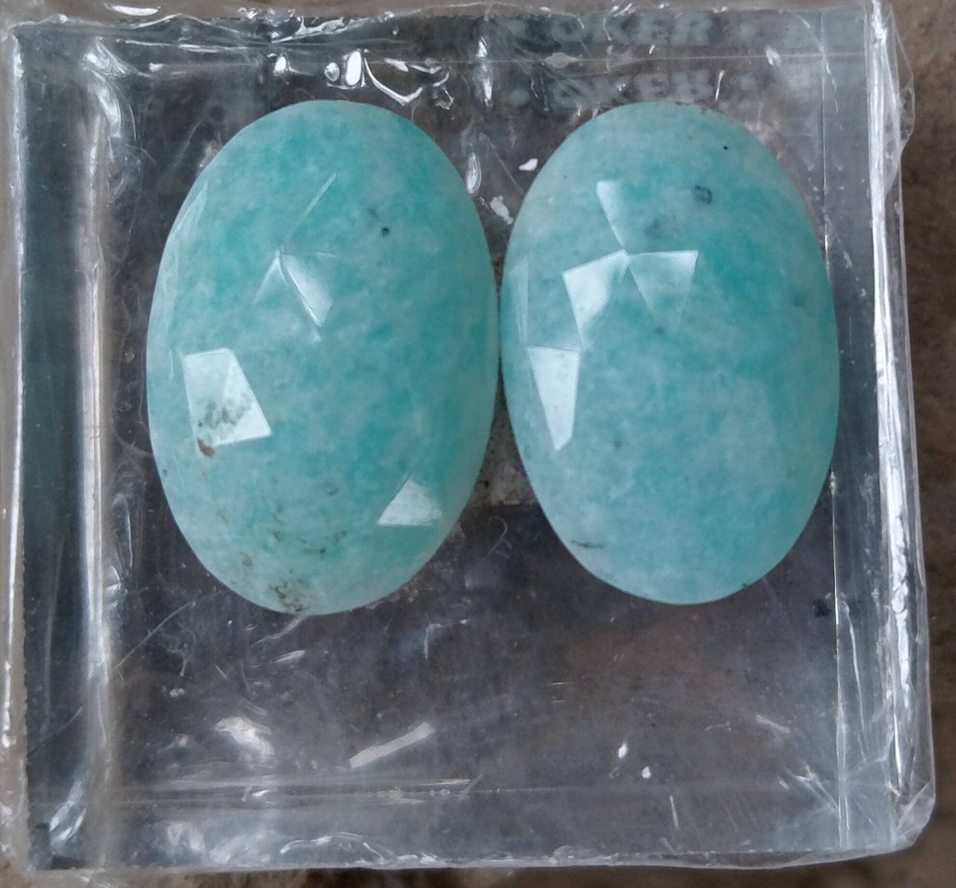 ARSAA GEMS AND MINERALSNatural top quality beautiful pair of rose cut faceted amazonite cabochons - Premium  from ARSAA GEMS AND MINERALS - Just $15.00! Shop now at ARSAA GEMS AND MINERALS