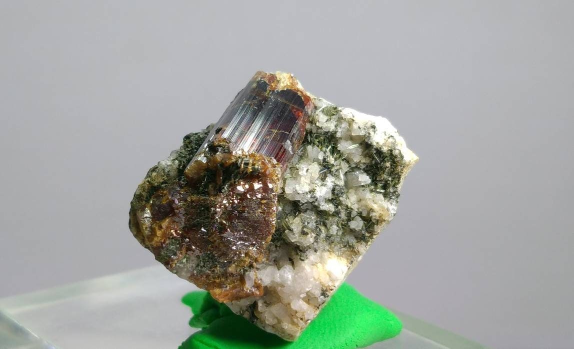 ARSAA GEMS AND MINERALSNatural top quality beautiful 24.4 grams terminated rutile crystal on matrix with ejerine crystals on rock - Premium  from ARSAA GEMS AND MINERALS - Just $100.00! Shop now at ARSAA GEMS AND MINERALS