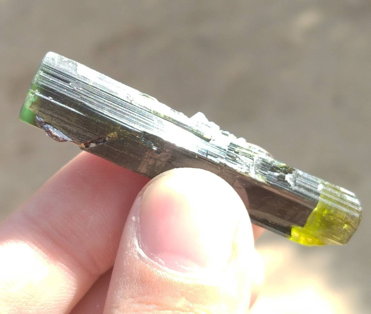 ARSAA GEMS AND MINERALSNatural top quality beautiful 13 grams double terminated double sided green cap Tourmaline crystal - Premium  from ARSAA GEMS AND MINERALS - Just $60.00! Shop now at ARSAA GEMS AND MINERALS