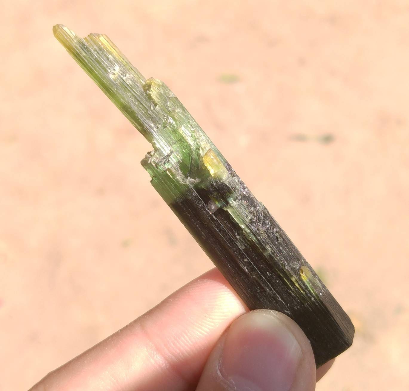 ARSAA GEMS AND MINERALSNatural top quality beautiful 14.8 grams double terminated double sided green cap Tourmaline crystal - Premium  from ARSAA GEMS AND MINERALS - Just $65.00! Shop now at ARSAA GEMS AND MINERALS