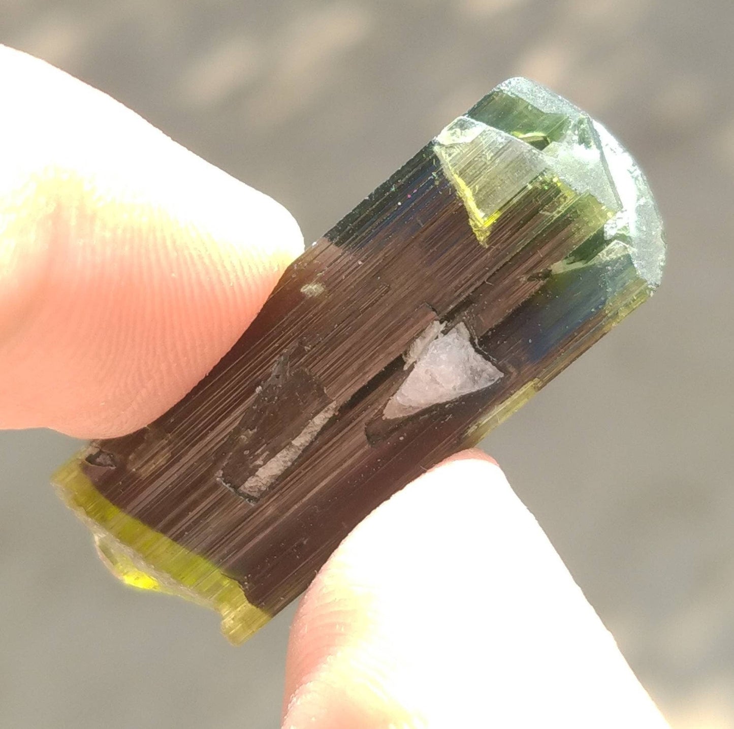 ARSAA GEMS AND MINERALSNatural top quality beautiful 8.4 grams double terminated double sided green cap Tourmaline crystal - Premium  from ARSAA GEMS AND MINERALS - Just $44.00! Shop now at ARSAA GEMS AND MINERALS