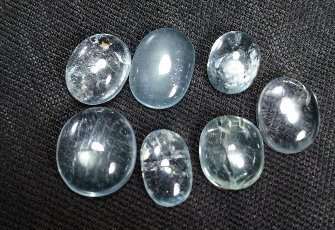 ARSAA GEMS AND MINERALSNatural fine quality beautiful 32 carats small lot of oval shapes aquamarine Cabochons - Premium  from ARSAA GEMS AND MINERALS - Just $60.00! Shop now at ARSAA GEMS AND MINERALS