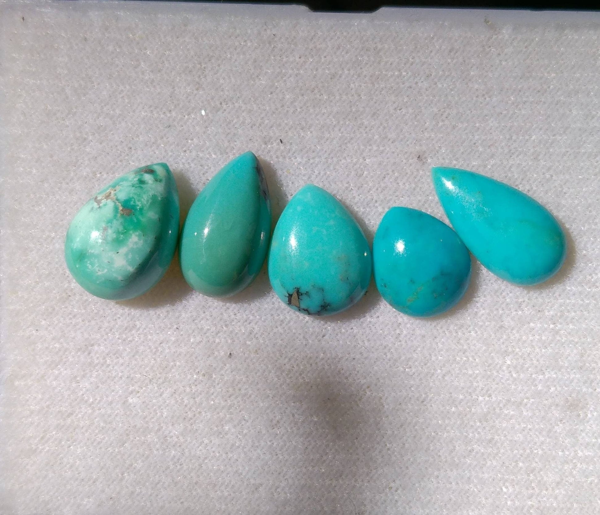 ARSAA GEMS AND MINERALSNatural fine quality beautiful 24 carats small lot of blue pear shapes stabilized kingman turquoise cabochons - Premium  from ARSAA GEMS AND MINERALS - Just $25.00! Shop now at ARSAA GEMS AND MINERALS