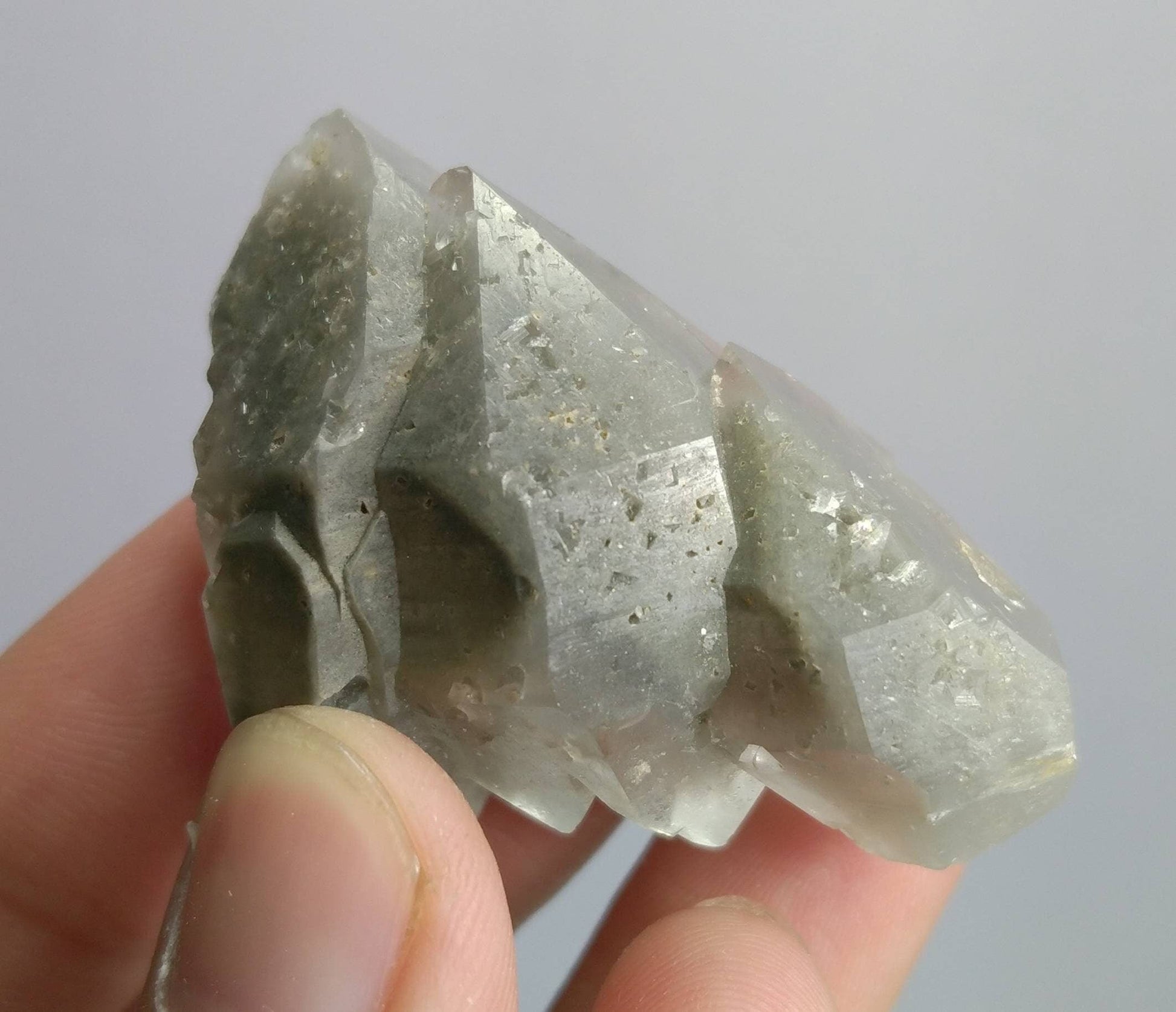 ARSAA GEMS AND MINERALSNatural top quality 36 grams Rare grey color with lodolite inclusions Quartz parellel grown cluster - Premium  from ARSAA GEMS AND MINERALS - Just $36.00! Shop now at ARSAA GEMS AND MINERALS