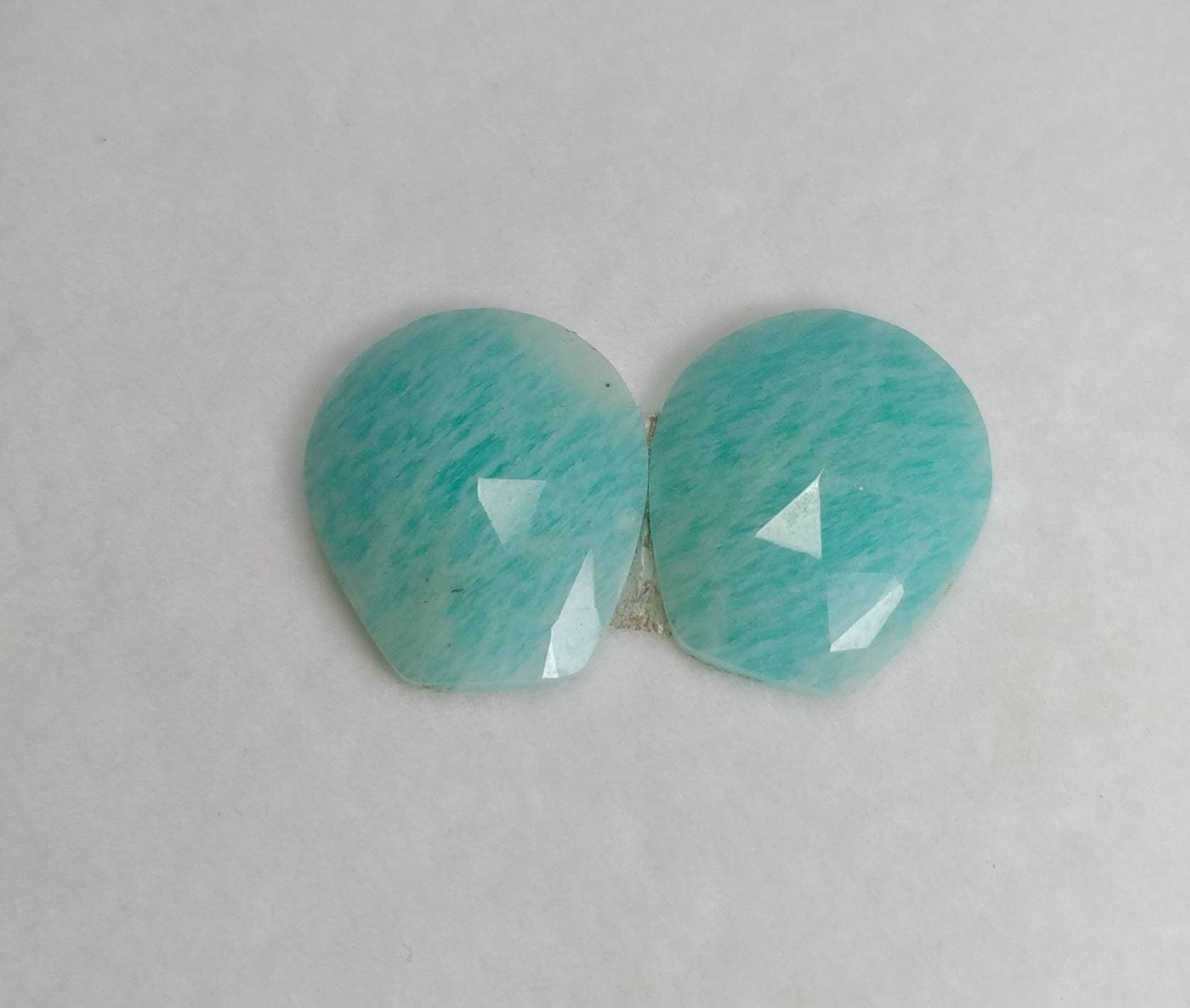 ARSAA GEMS AND MINERALSNatural top quality beautiful 23 carats pair of pear shape rose cut Faceted amazonite Cabochons - Premium  from ARSAA GEMS AND MINERALS - Just $18.00! Shop now at ARSAA GEMS AND MINERALS