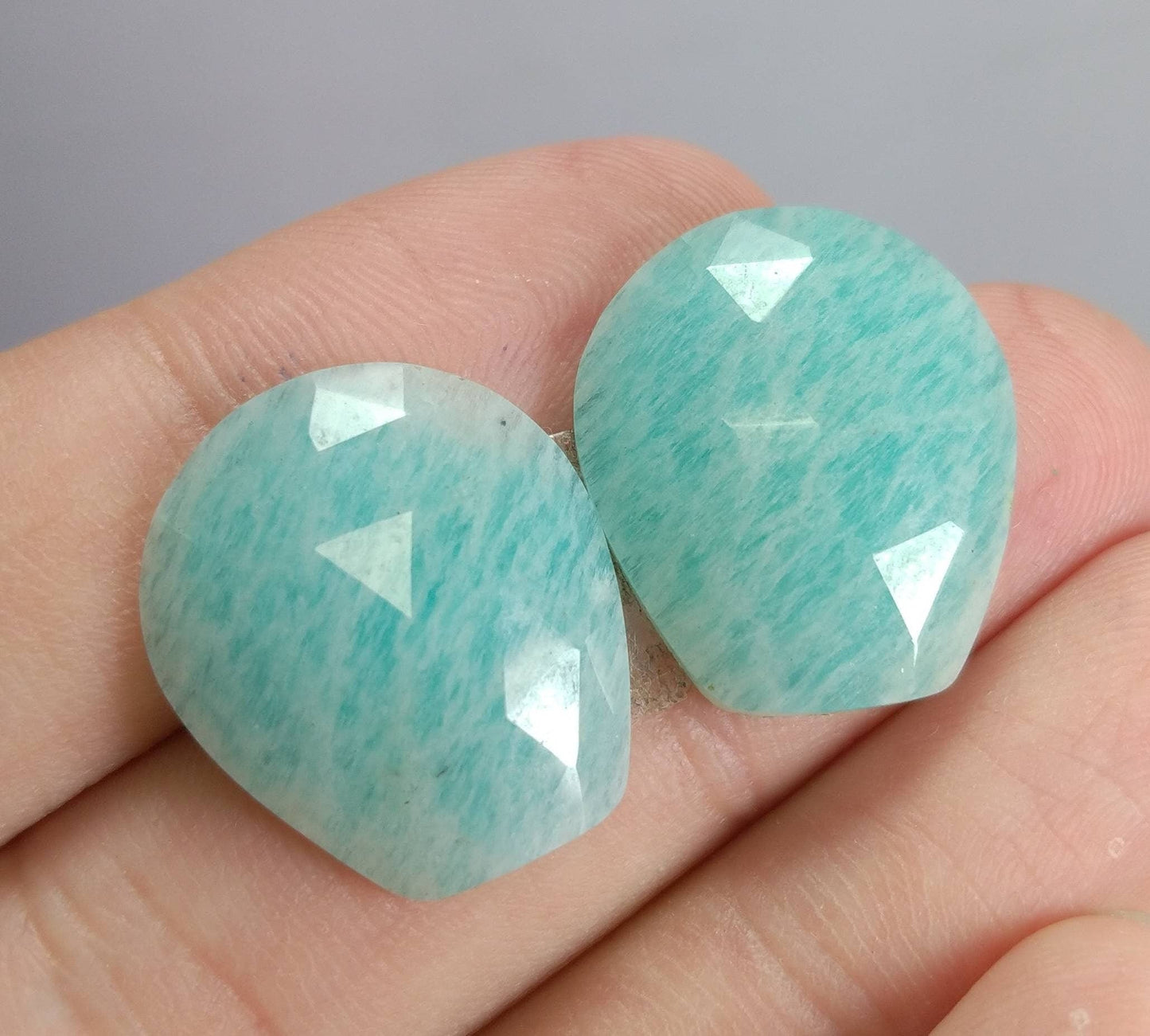 ARSAA GEMS AND MINERALSNatural top quality beautiful 23 carats pair of pear shape rose cut Faceted amazonite Cabochons - Premium  from ARSAA GEMS AND MINERALS - Just $18.00! Shop now at ARSAA GEMS AND MINERALS