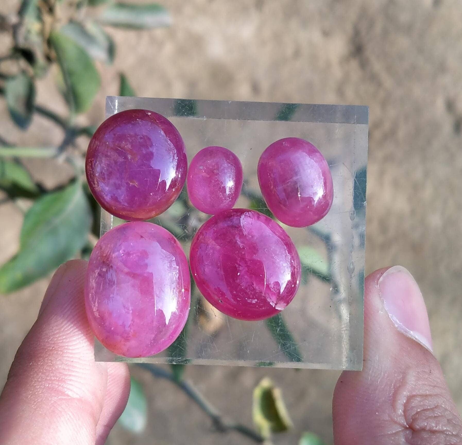 ARSAA GEMS AND MINERALSNatural top quality beautiful cabochons of Ruby Glass filled treated - Premium  from ARSAA GEMS AND MINERALS - Just $30.00! Shop now at ARSAA GEMS AND MINERALS