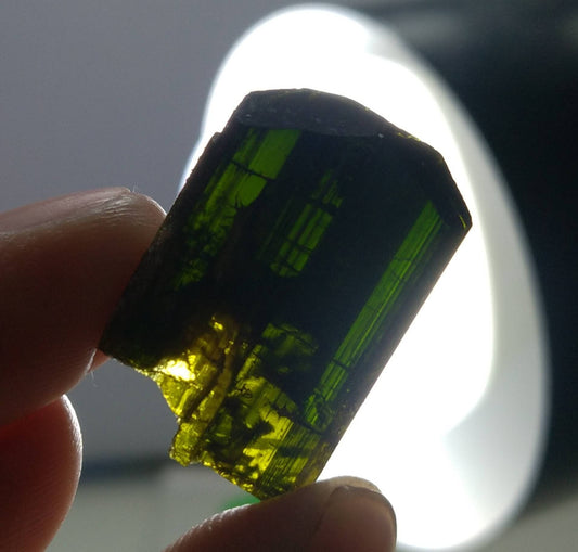 ARSAA GEMS AND MINERALSNatural clear aesthetic 4.9 gram Beautiful perfectly terminated etched pleochroic epidote crystal - Premium  from ARSAA GEMS AND MINERALS - Just $25.00! Shop now at ARSAA GEMS AND MINERALS