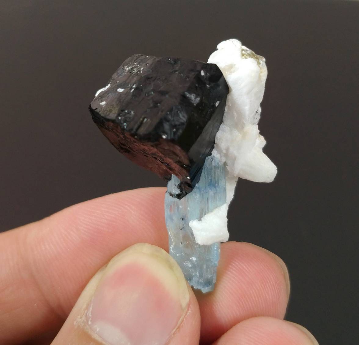 ARSAA GEMS AND MINERALSBlue aquamarine crystal with on matrix albite and black tourmaline from Skardu GilgitBaltistan Pakistan , weight 15.9 grams - Premium  from ARSAA GEMS AND MINERALS - Just $35.00! Shop now at ARSAA GEMS AND MINERALS