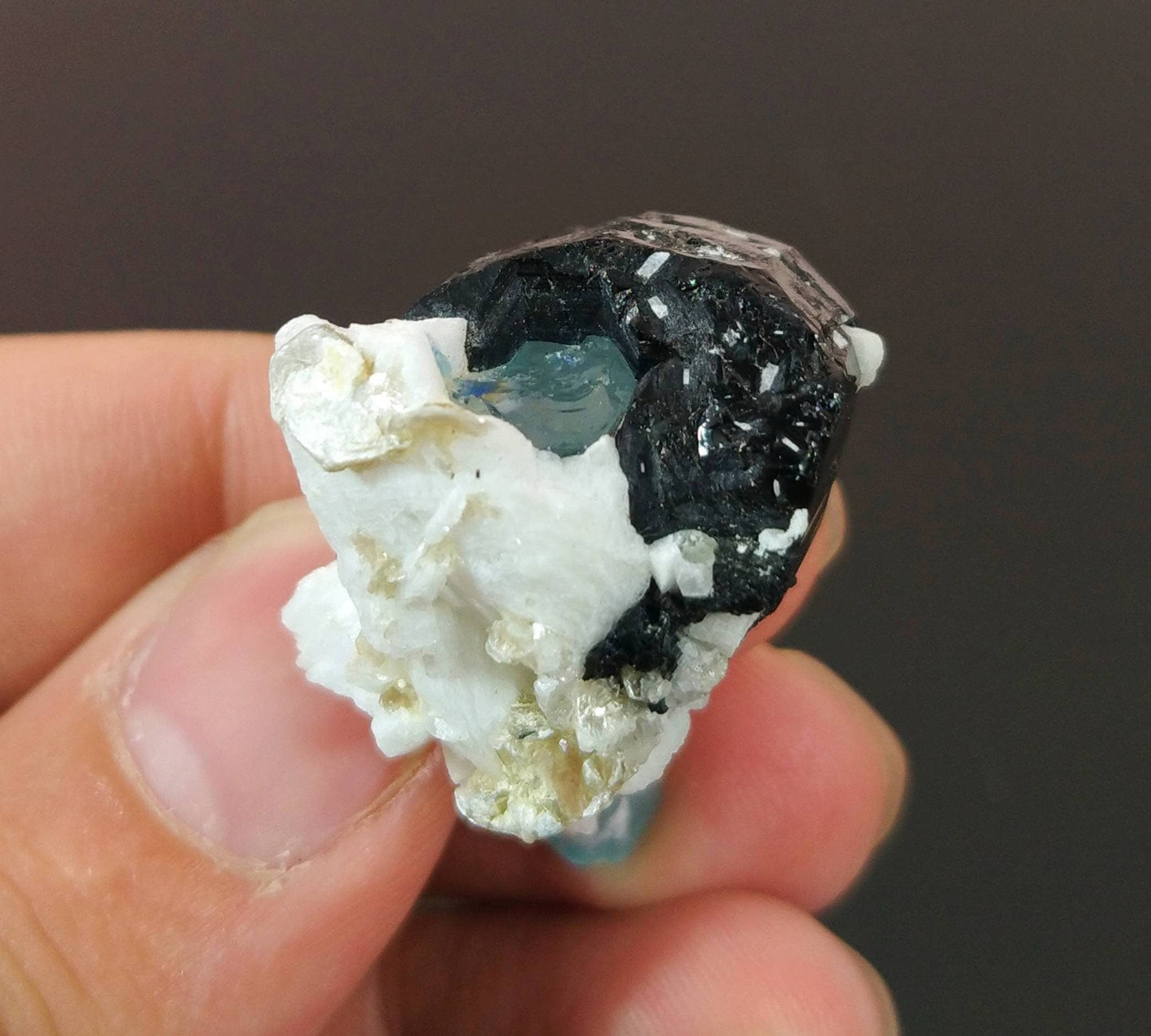 ARSAA GEMS AND MINERALSBlue aquamarine crystal with on matrix albite and black tourmaline from Skardu GilgitBaltistan Pakistan , weight 15.9 grams - Premium  from ARSAA GEMS AND MINERALS - Just $35.00! Shop now at ARSAA GEMS AND MINERALS