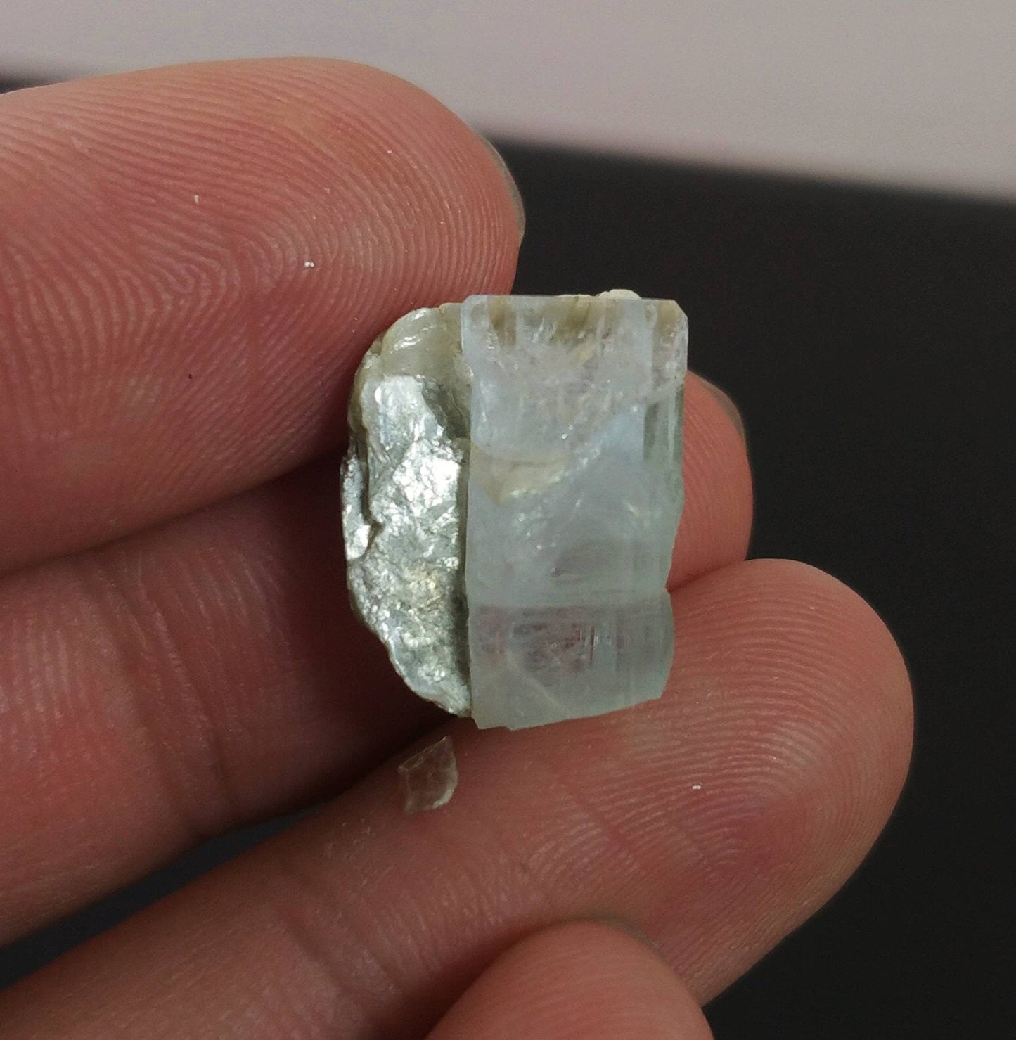 ARSAA GEMS AND MINERALSNatural light blue transparent aquamarine crystal with moscovite from Skardu GilgitBaltistan Pakistan, weight 2.3 grams - Premium  from ARSAA GEMS AND MINERALS - Just $20.00! Shop now at ARSAA GEMS AND MINERALS