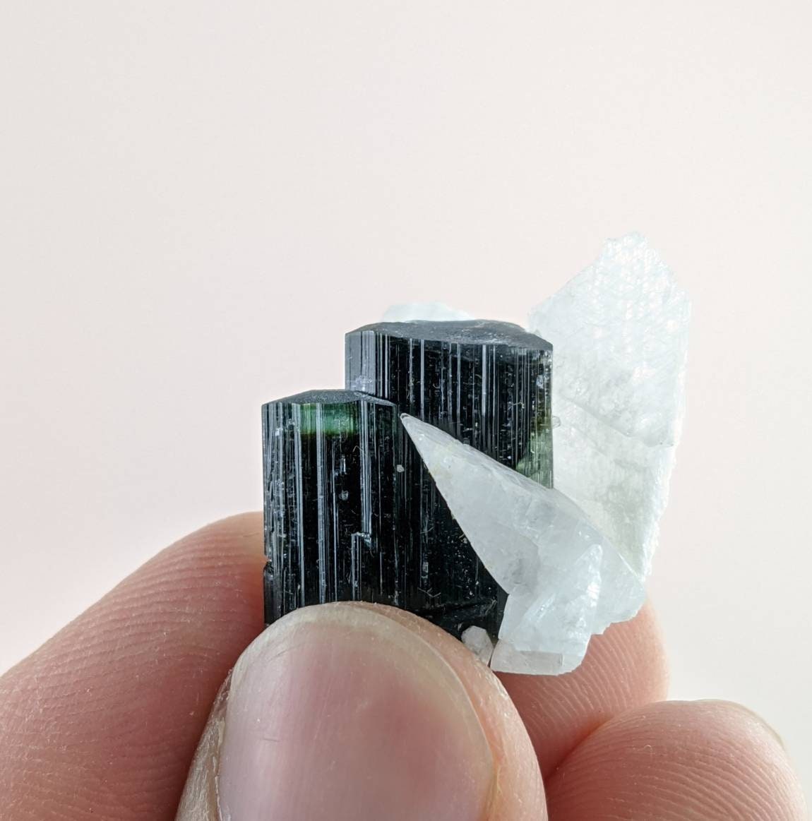 ARSAA GEMS AND MINERALSNatural top quality beautiful 7.1 grams terminated green cap Tourmaline crystal with albite from Astaknala Shigar Valley Gilgit Pakistan - Premium  from ARSAA GEMS AND MINERALS - Just $20.00! Shop now at ARSAA GEMS AND MINERALS