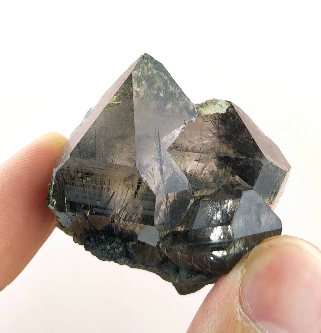 ARSAA GEMS AND MINERALSNatural top quality 37 grams blue Reibeckite included smoky quartz Crystal from Zagi mountain KP Pakistan, weight 37 grams - Premium  from ARSAA GEMS AND MINERALS - Just $60.00! Shop now at ARSAA GEMS AND MINERALS