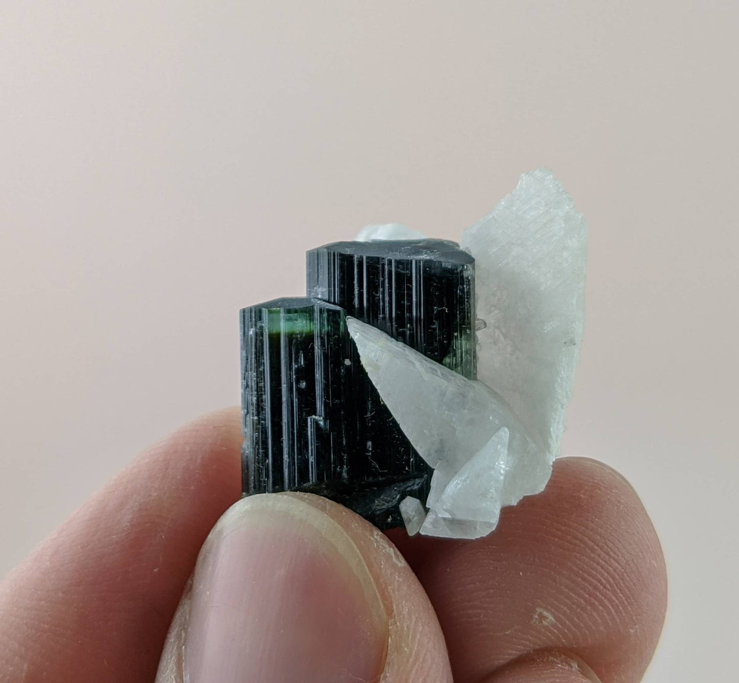 ARSAA GEMS AND MINERALSNatural top quality beautiful 7.1 grams terminated green cap Tourmaline crystal with albite from Astaknala Shigar Valley Gilgit Pakistan - Premium  from ARSAA GEMS AND MINERALS - Just $20.00! Shop now at ARSAA GEMS AND MINERALS