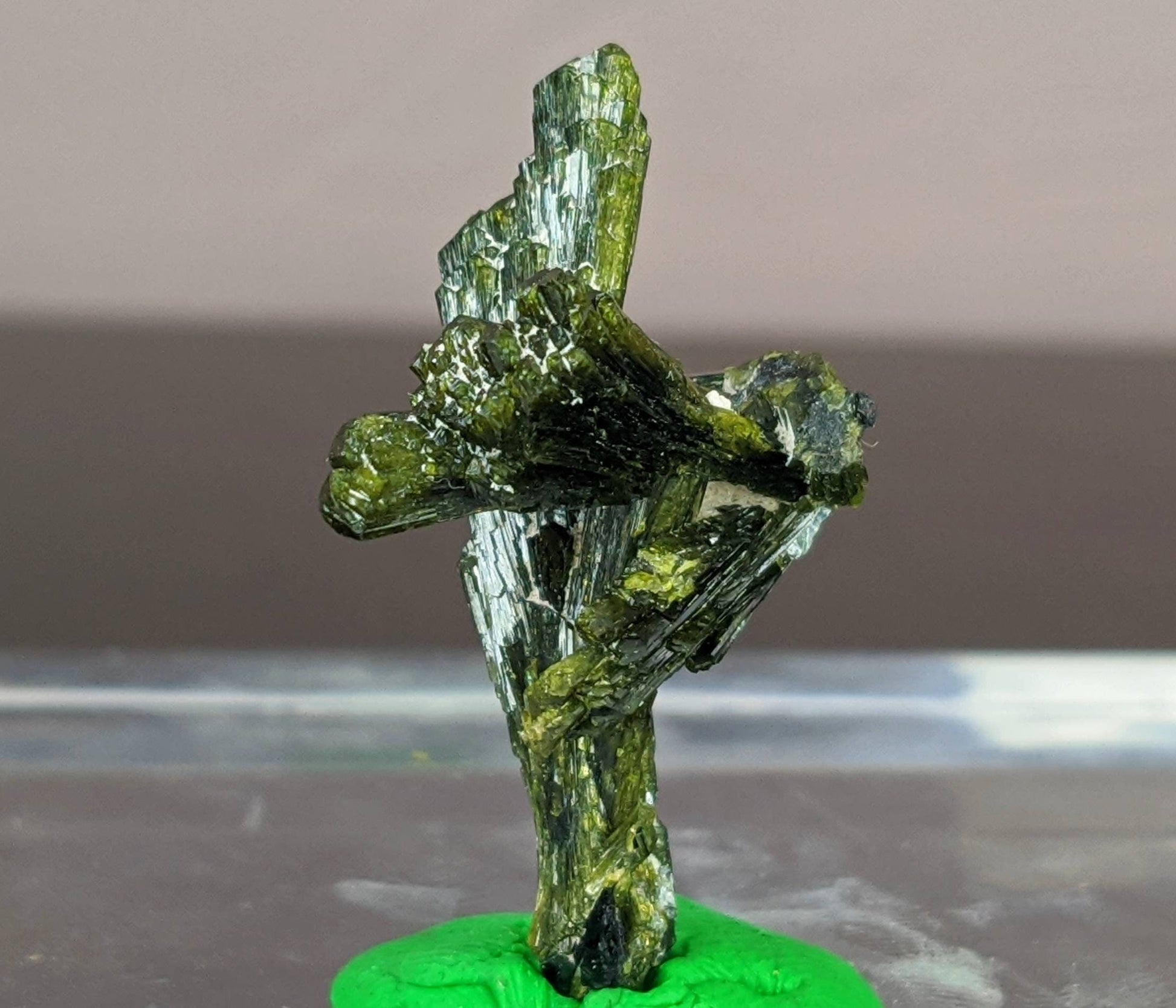 ARSAA GEMS AND MINERALSNatural aesthetic double green spray amazing junction Epidote terminated crystal from Pakistan, weight: 3 grams - Premium  from ARSAA GEMS AND MINERALS - Just $15.00! Shop now at ARSAA GEMS AND MINERALS