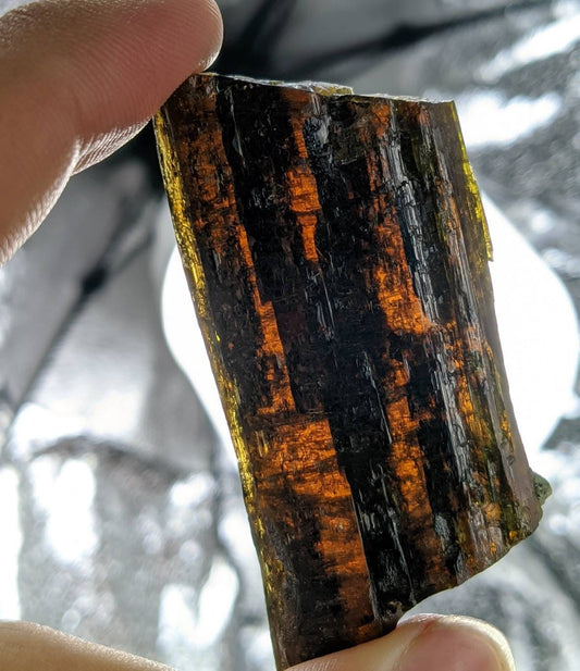 ARSAA GEMS AND MINERALSNatural transparent aesthetic 44.2 grams Beautiful pleochroic dark brown etched epidote crystal from Pakistan - Premium  from ARSAA GEMS AND MINERALS - Just $30.00! Shop now at ARSAA GEMS AND MINERALS