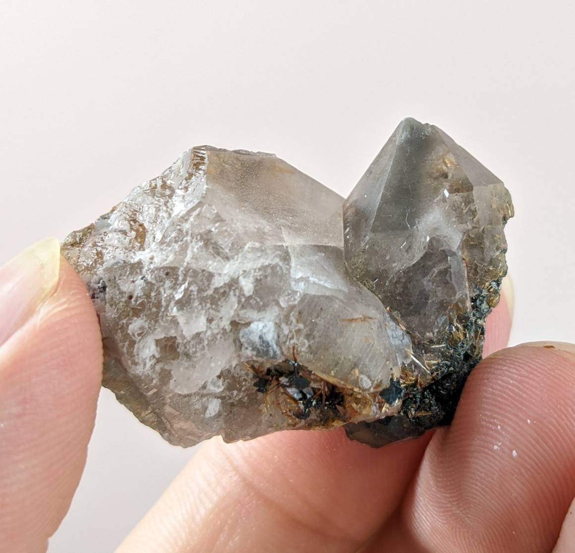 ARSAA GEMS AND MINERALSNatural fine quality beautiful 20.5 grams cegenite var Rutile inclusion with smokey quartz crystals specimen from Pakistan - Premium  from ARSAA GEMS AND MINERALS - Just $30.00! Shop now at ARSAA GEMS AND MINERALS