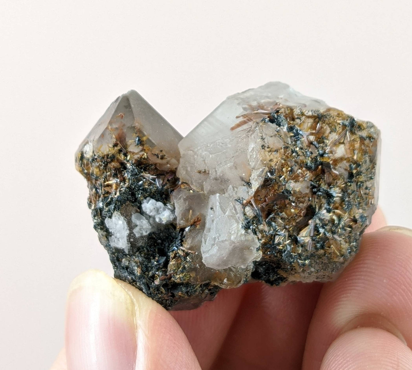 ARSAA GEMS AND MINERALSNatural fine quality beautiful 20.5 grams cegenite var Rutile inclusion with smokey quartz crystals specimen from Pakistan - Premium  from ARSAA GEMS AND MINERALS - Just $30.00! Shop now at ARSAA GEMS AND MINERALS