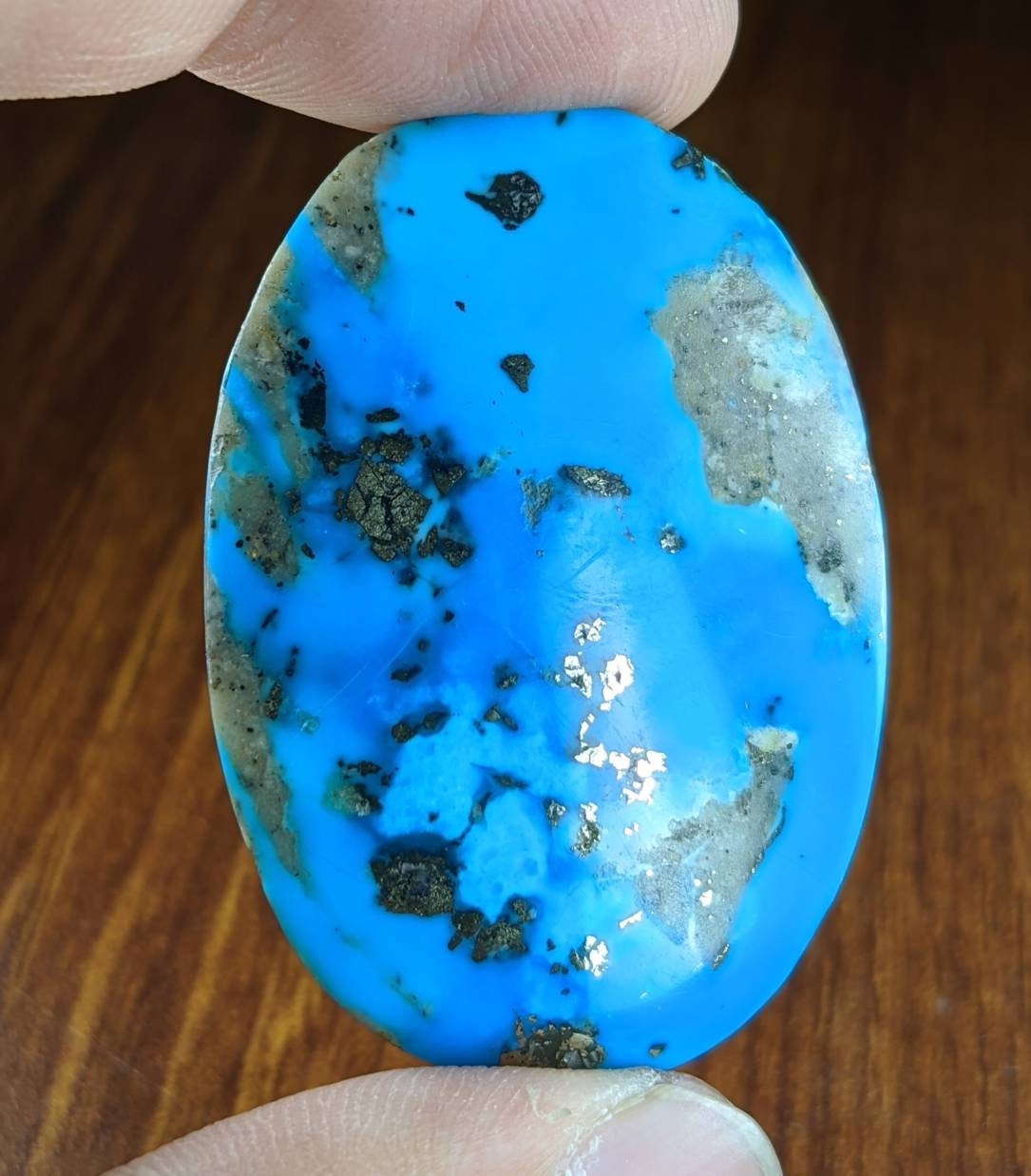 ARSAA GEMS AND MINERALSTop Quality natural 118 carats Stabilized turquoise cabochon with pyrite - Premium  from ARSAA GEMS AND MINERALS - Just $45.00! Shop now at ARSAA GEMS AND MINERALS