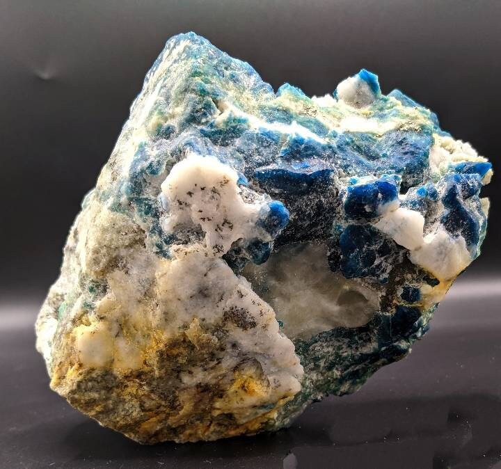 ARSAA GEMS AND MINERALSHauyne var. lazurite and White Gonnardite replacement with brown titanite crystal in combination. A very aesthetic specimen from Afghanistan - Premium  from ARSAA GEMS AND MINERALS - Just $500.00! Shop now at ARSAA GEMS AND MINERALS