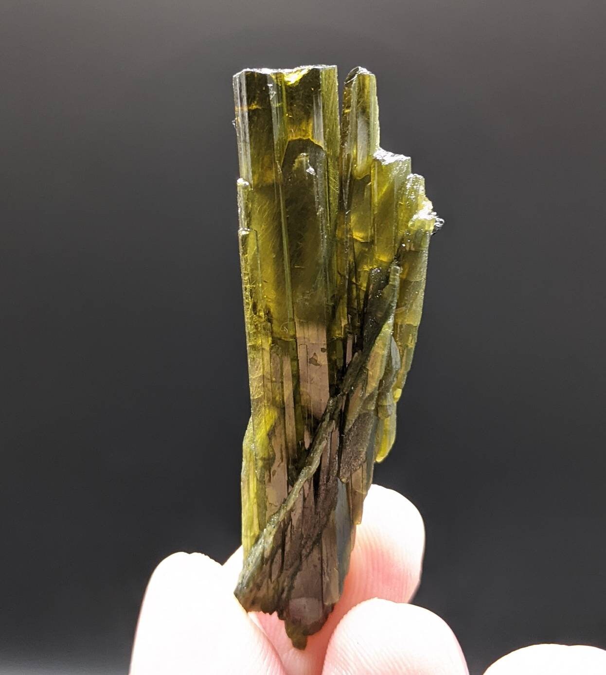 ARSAA GEMS AND MINERALSNatural aesthetic 9.7 grams Beautiful vertical green epidote crystal from KP Pakistan - Premium  from ARSAA GEMS AND MINERALS - Just $25.00! Shop now at ARSAA GEMS AND MINERALS