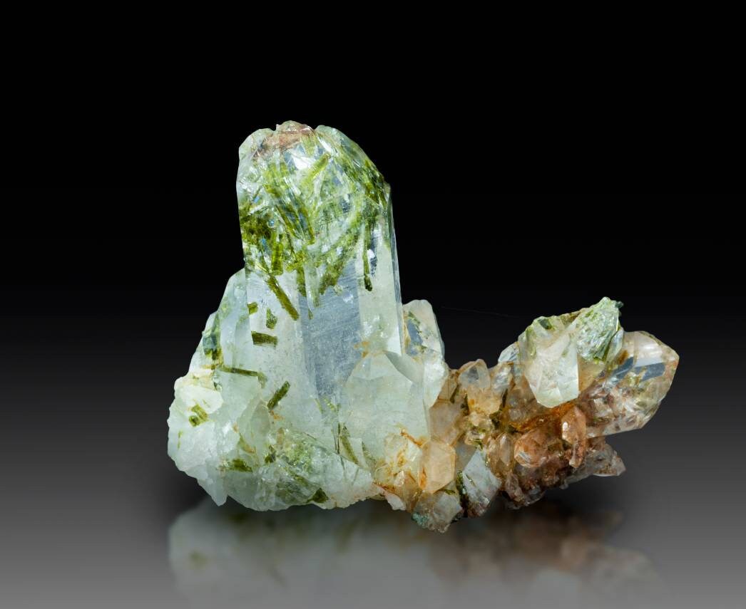 ARSAA GEMS AND MINERALSGreen epidote inclusion in transparent quartz crystal from Pakistan, weight: 10 grams - Premium  from ARSAA GEMS AND MINERALS - Just $30.00! Shop now at ARSAA GEMS AND MINERALS