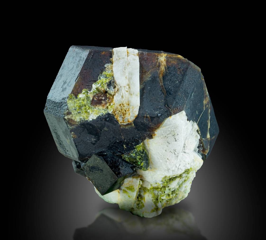 ARSAA GEMS AND MINERALSOn matrix completely terminated Lustrous andradite garnet crystal with green epidote, 53.8 grams - Premium  from ARSAA GEMS AND MINERALS - Just $150.00! Shop now at ARSAA GEMS AND MINERALS