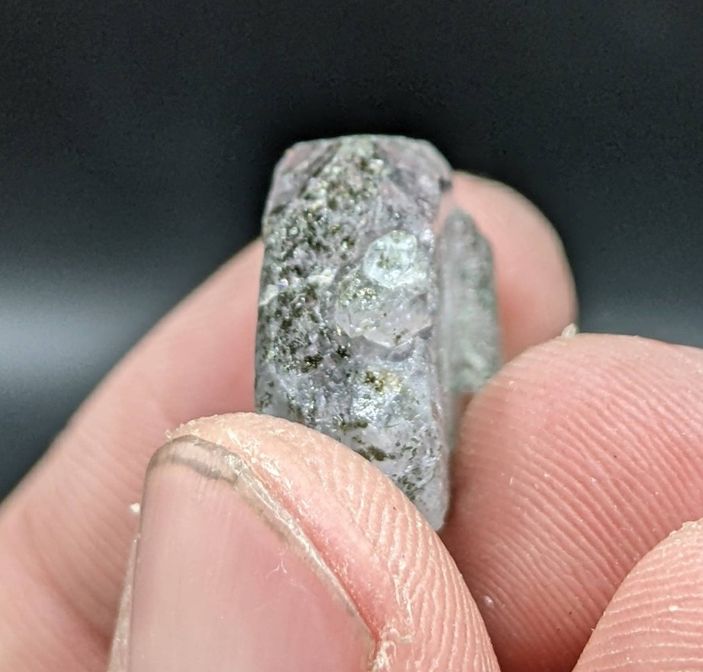 ARSAA GEMS AND MINERALSLight purple apatite single crystal with green basolite inclusion from KP Pakistan, 5.2 gram - Premium  from ARSAA GEMS AND MINERALS - Just $25.00! Shop now at ARSAA GEMS AND MINERALS