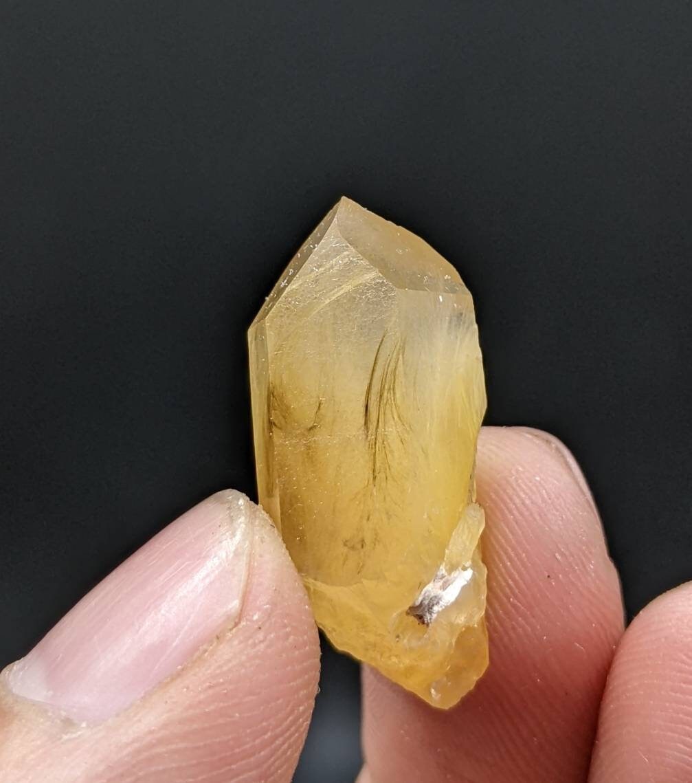 ARSAA GEMS AND MINERALSYellow color small thumbnail size natural amphibole quartz crystal from Baluchistan Pakistan, 4.1 grams - Premium  from ARSAA GEMS AND MINERALS - Just $15.00! Shop now at ARSAA GEMS AND MINERALS