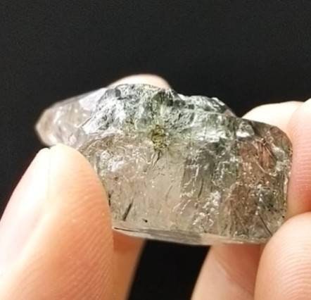 ARSAA GEMS AND MINERALSApatite crystal clear with green basolite inclusion, step formation and unique structure from KP Pakistan, 29.2 grams - Premium  from ARSAA GEMS AND MINERALS - Just $100.00! Shop now at ARSAA GEMS AND MINERALS