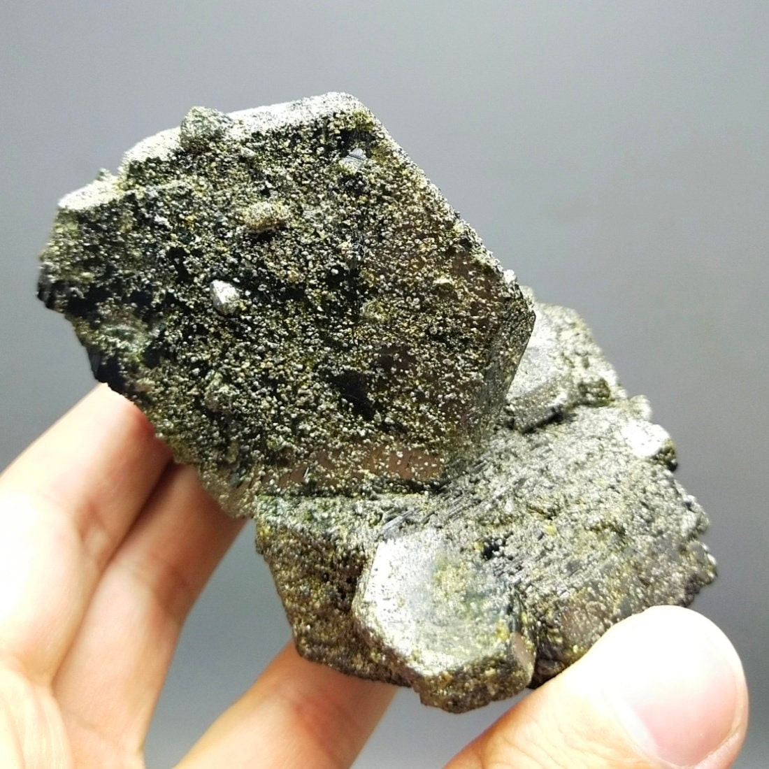 ARSAA GEMS AND MINERALSPseudooctahedral epidote cluster with magnetite and titanite spray on it from Kharan Baluchistan Pakistan, 364 grams - Premium  from ARSAA GEMS AND MINERALS - Just $150.00! Shop now at ARSAA GEMS AND MINERALS