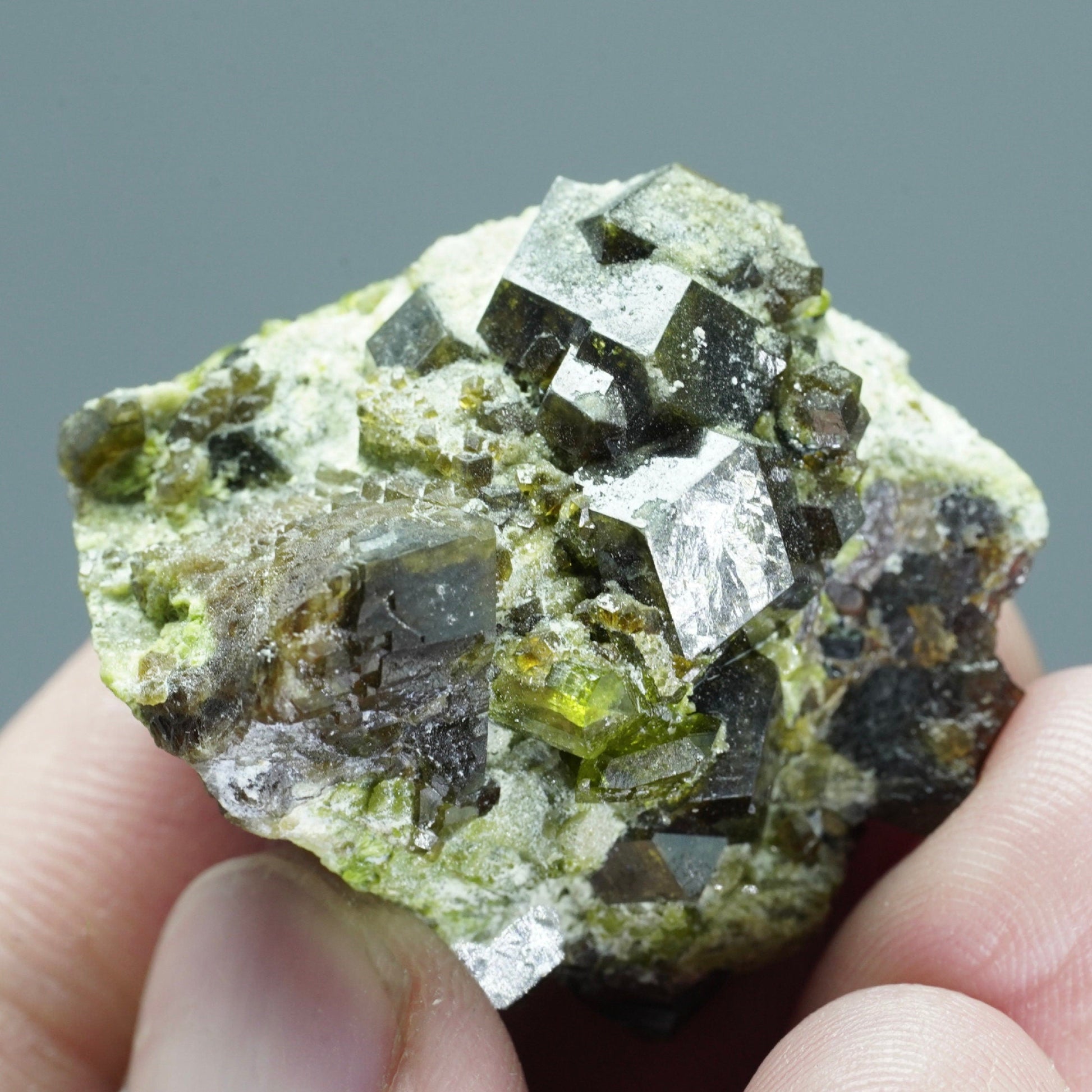 ARSAA GEMS AND MINERALSAndradite garnet crystal on matrix on albite with green epidote from Pakistan, 21.7 grams - Premium  from ARSAA GEMS AND MINERALS - Just $50.00! Shop now at ARSAA GEMS AND MINERALS