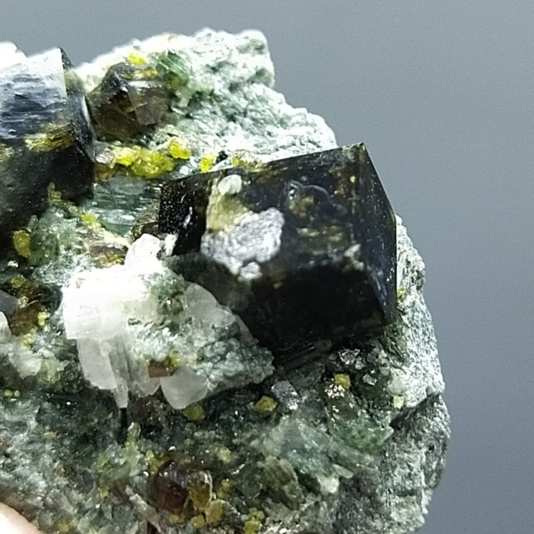 ARSAA GEMS AND MINERALSAndradite garnet crystal on matrix on albite with green epidote from Pakistan, 13 grams - Premium  from ARSAA GEMS AND MINERALS - Just $50.00! Shop now at ARSAA GEMS AND MINERALS