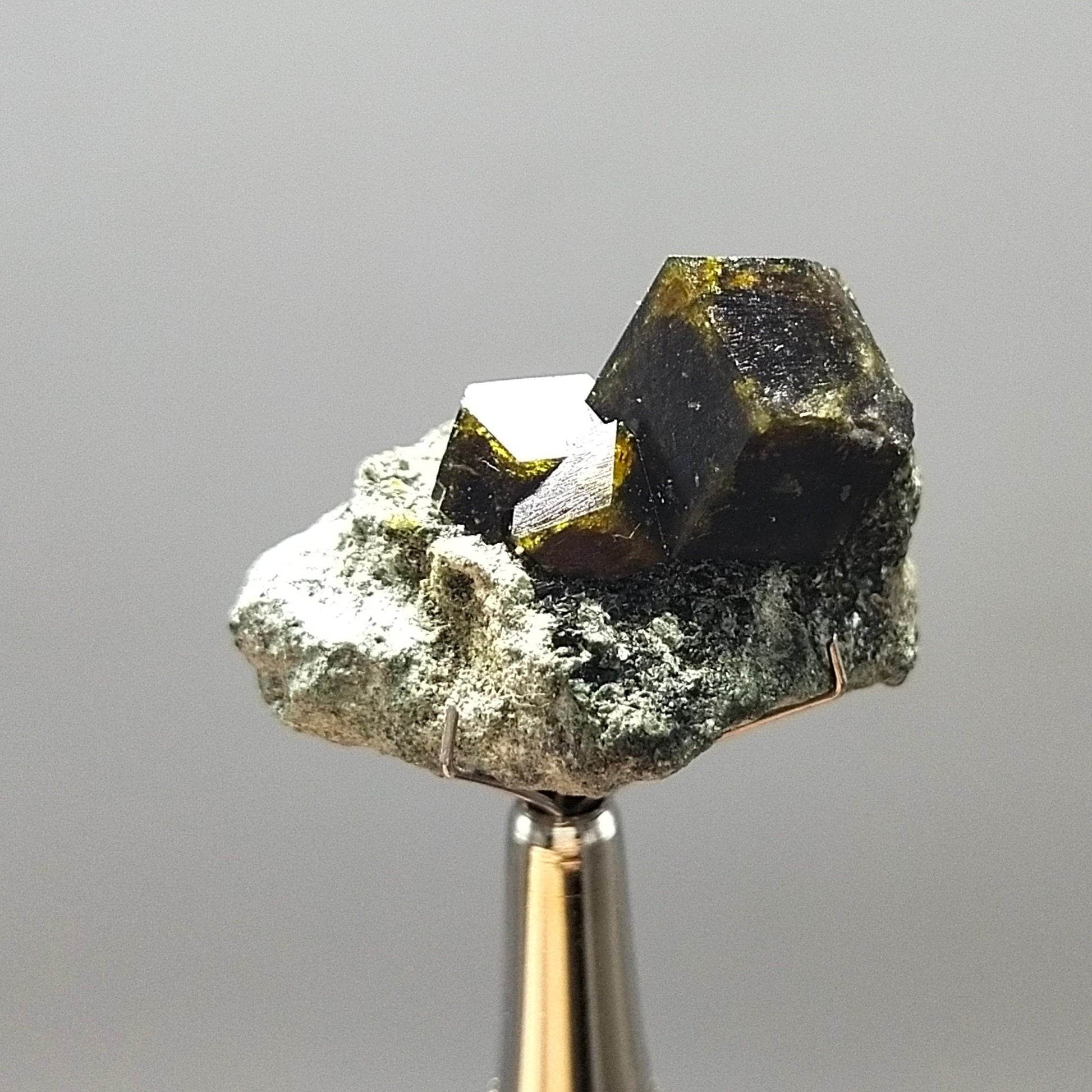 ARSAA GEMS AND MINERALSPerfectly cubic Andradite garnet crystal on matrix on albite with green epidote from Pakistan, 10.5 grams - Premium  from ARSAA GEMS AND MINERALS - Just $45.00! Shop now at ARSAA GEMS AND MINERALS