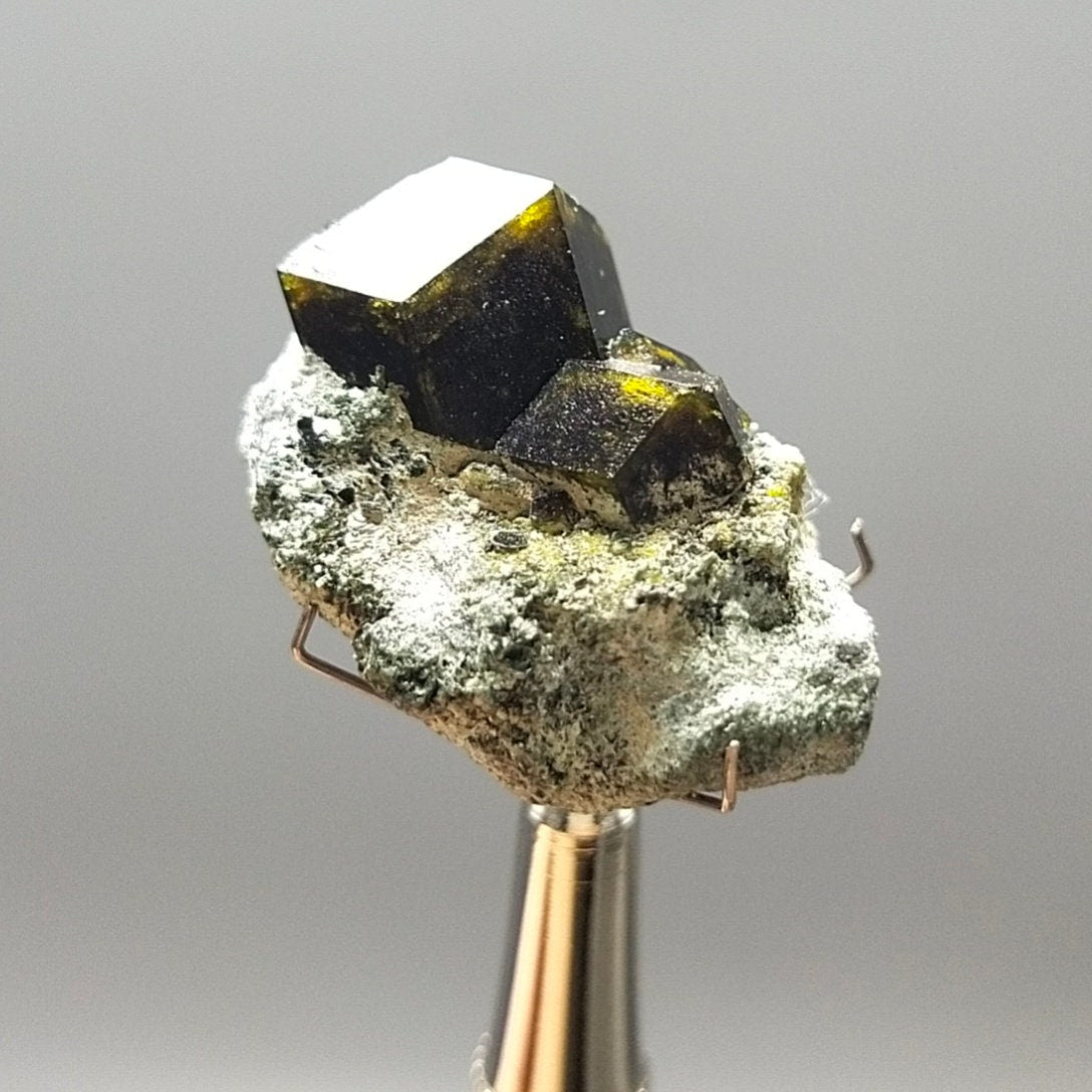 ARSAA GEMS AND MINERALSPerfectly cubic Andradite garnet crystal on matrix on albite with green epidote from Pakistan, 10.5 grams - Premium  from ARSAA GEMS AND MINERALS - Just $45.00! Shop now at ARSAA GEMS AND MINERALS