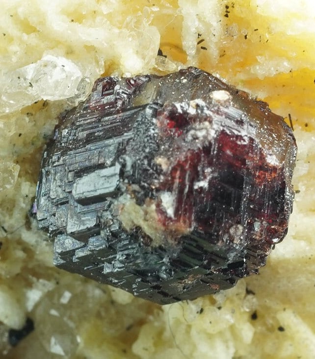 ARSAA GEMS AND MINERALSNatural small red etched spessartine garnet crystal on matrix with quartz crystals on back side and crystal has nice patterns, 15.3 grams - Premium  from ARSAA GEMS AND MINERALS - Just $35.00! Shop now at ARSAA GEMS AND MINERALS