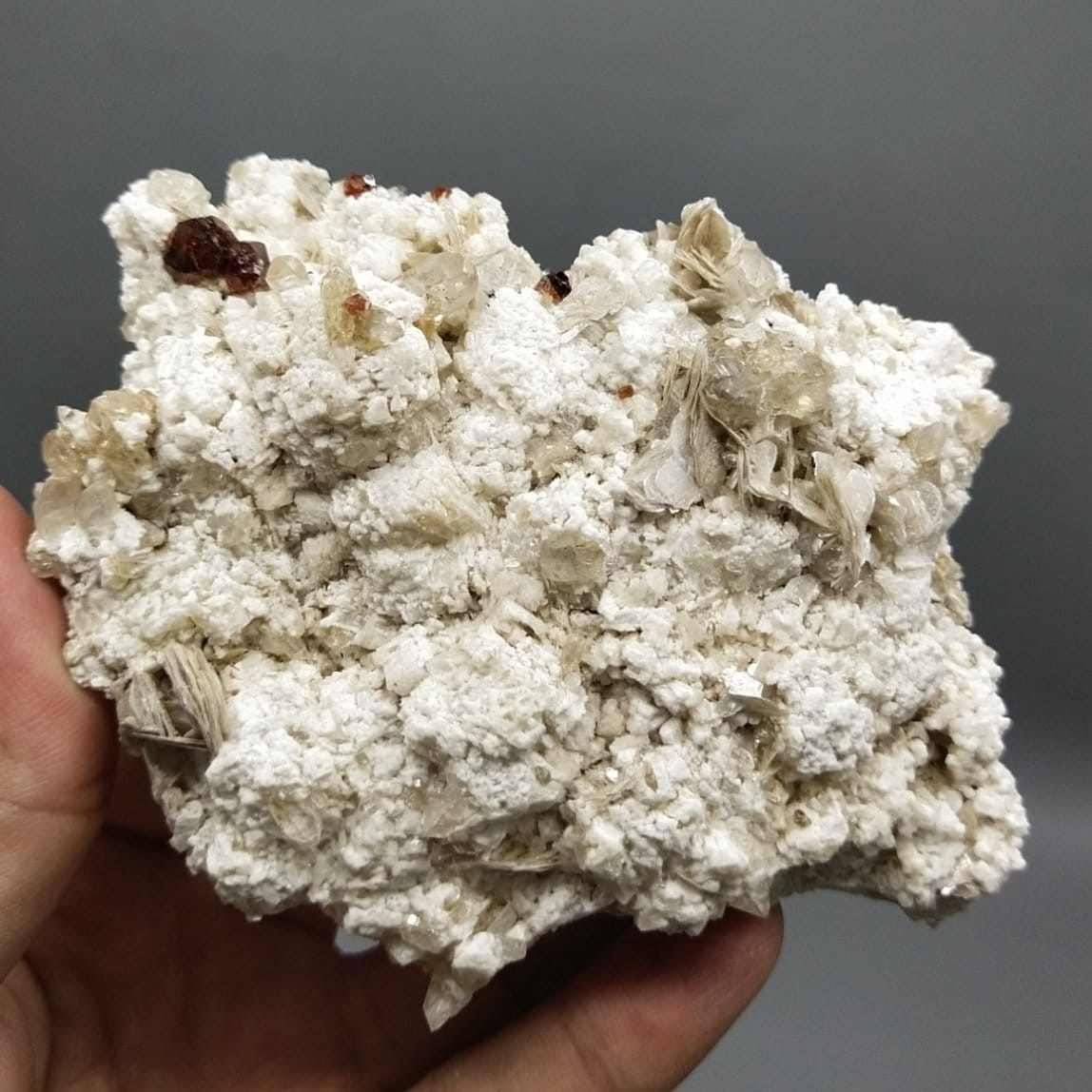 ARSAA GEMS AND MINERALSNatural an aesthetic clear quartz crystal on matrix with terminated red spessartine garnet alongside with albite and muscovite from Pakistan - Premium  from ARSAA GEMS AND MINERALS - Just $80.00! Shop now at ARSAA GEMS AND MINERALS